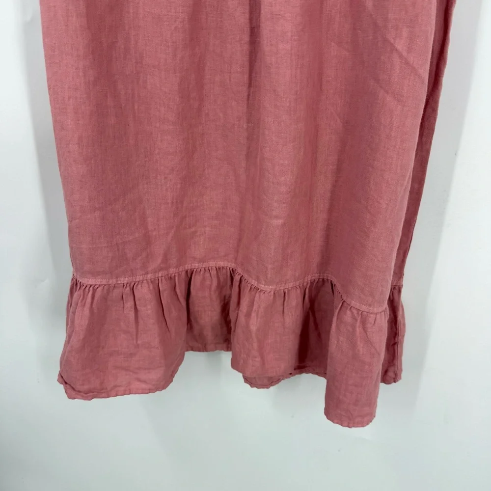Cynthia Rowley dusty Rose Pink Linen v-neck relaxed fit mini dress M - Picture 5 of 8